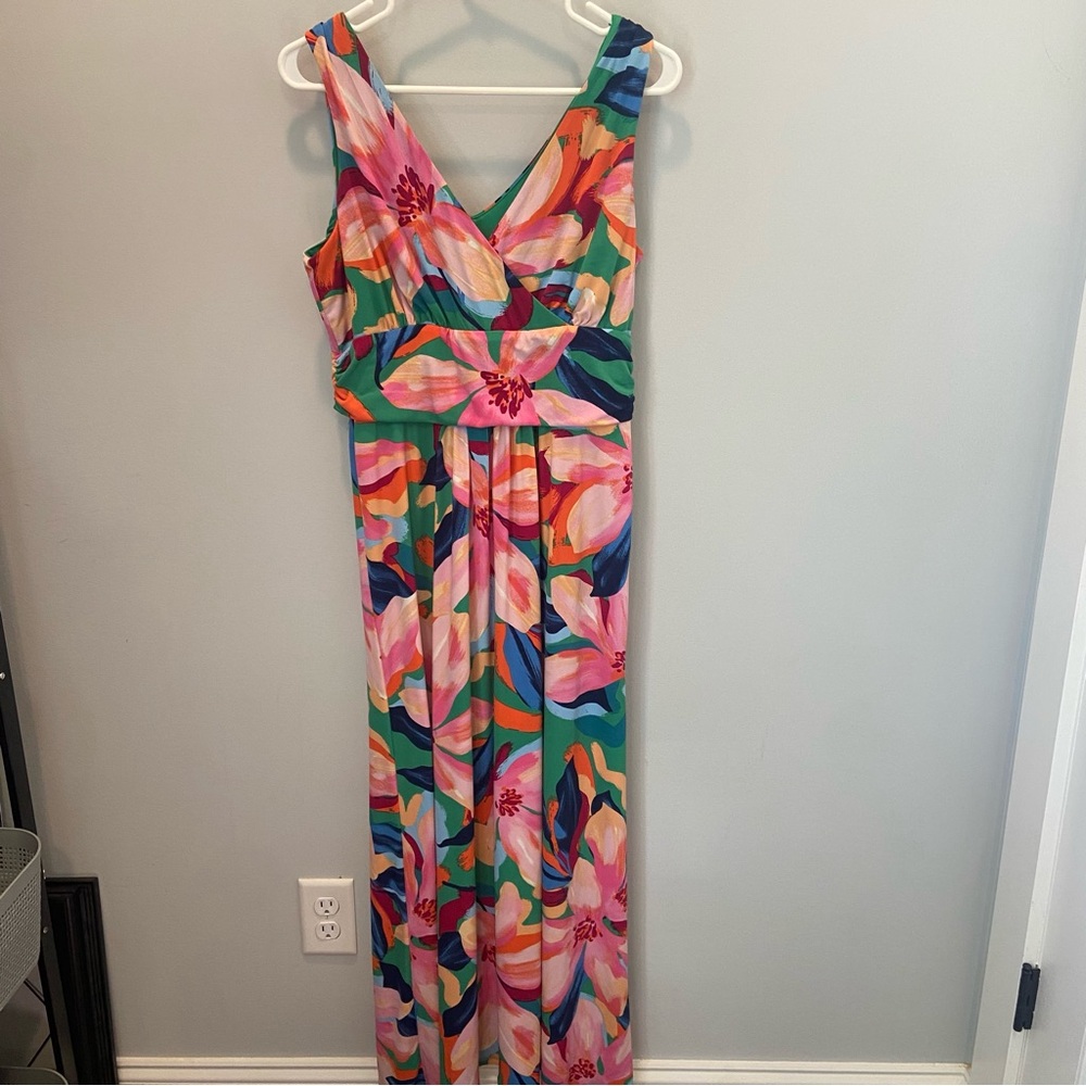 Pappagallo V-Neck Maxi Dress - Multicolor Floral